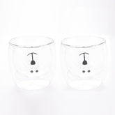 Urbane Home 2 Pcs Cute Teddy Bear Cups | Borosilicate Double Wall Glass Cups | Microwave Safe | Heat Resistant | Scratch Proof | 250 ML | Pack of 1 | Transparent